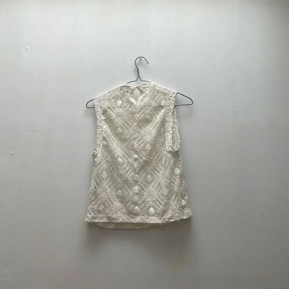 ZARA - Off White Cotton Crochet Knit Doily Lace Tank - Picture 4 of 6